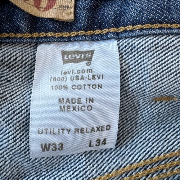 Levis 550 Utility Relaxed Jeans Mens Sz 33x34 Vintage Double Knee Denim Y2K - Picture 9 of 11